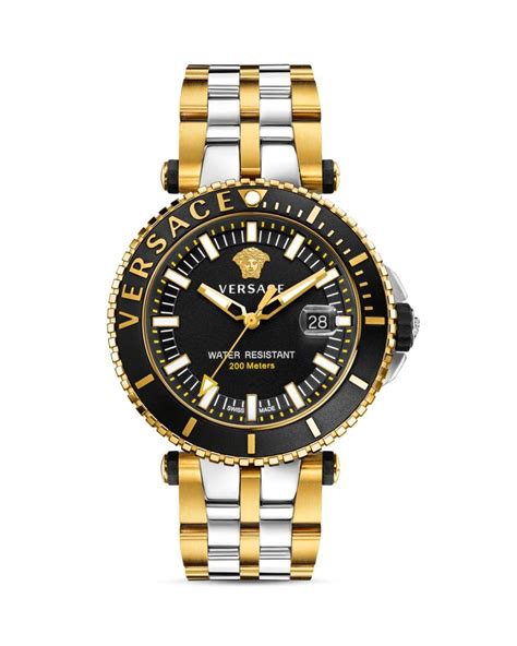 versace v race diver two tone 44 m|Versace V Race Diver Black Dial Men's Stainless Steel Watch .